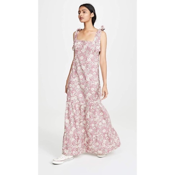 NWT Free People In The Fields Floral Pink Tiered Maxi Dress size small - Picture 3 of 9